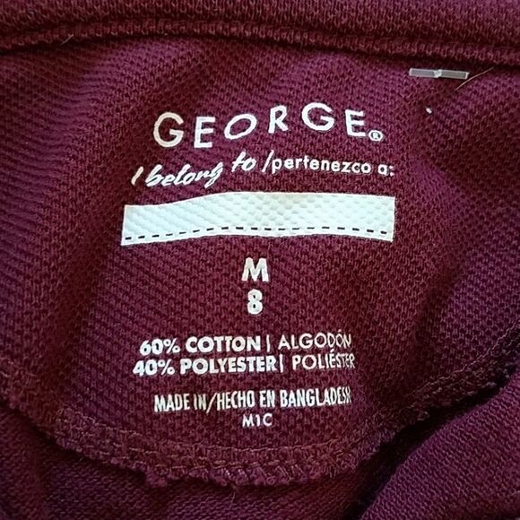 Kids George Burgundy Polo Shirt Size Medium – School Uniform - Picture 3 of 3